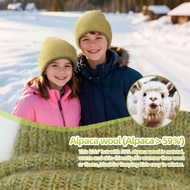 Silk Dream Alpaca Winter Hats for Kids Beanies Boys&Girls Toddler Beanie Hat Alpaca Wool Soft Fuzzy Warm Gift - Image 3